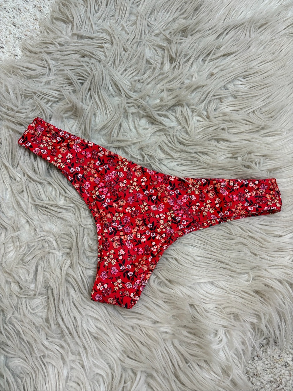 Kulani Kinis Zulu Red Ditsy Floral Cheeky Bikini Bottom Size M